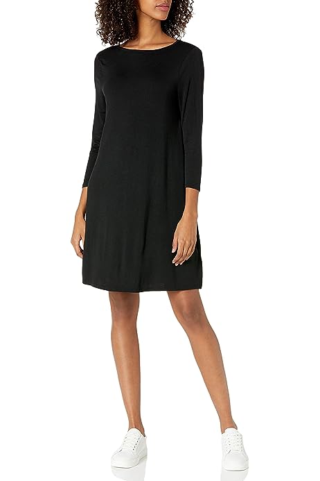 Women's 3/4 Sleeve Boat-Neck Dress (Available in Plus Size)