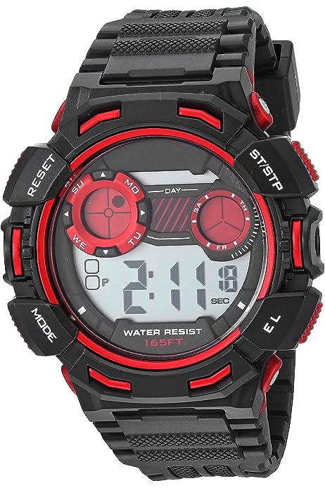 Men's Digital Chronograph Black Resin Strap Watch