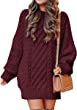 ANRABESS Women Crewneck Long Sleeve Oversized Cable Knit Chunky Pullover Short Sweater Dresses