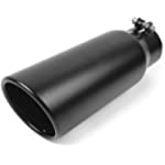 OTUAYAUTO 3 Inch Inlet Exhaust Tip - 3 Inch Inlet 4 Inch Outlet 12 Inch Overall Length Black Exhaust Tailpipe Tip for Truck, 3&quot; x 4&quot; x 12&quot; Bolt-On Installation Design