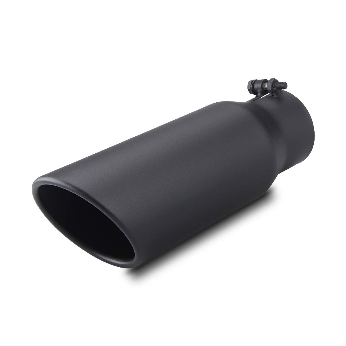 3" Inlet Black Exhaust Tip, LCGP 3" x 4" x 12" Universal Bolt On Stainless Steel Diesel Exhaust Tailpipe Tip