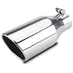 Exhaust Tip 3&quot; Inlet 5&quot; Outlet 12&quot; Overall Length, Bolt On, Stainless Steel Polished Exhaust Tail Pipe