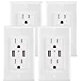 USB Outlet Wall Plate Ports 4 Pack,4.2A Outlet with Usb Port Charger, High Speed Decora Outlet Receptacles with Dual USB Ports 15A 125V 60Hz Tamper Resistant