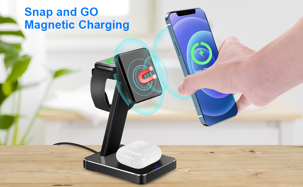 3 in 1 magnetic wireless charger charging station