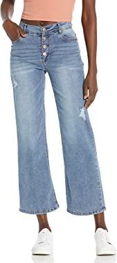 WallFlower Women's Flirty Curvy Wide Leg High Rise Insta Stretch Juniors Jeans