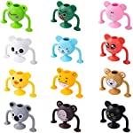 12 Pcs Silicone Suction Toys - Pop Sucker Toys, Soft Silicone Building Blocks Suction Toy with Animal Shape for Stress Release, Parent-Child Interactive Game, Children&#39;s Room Bathtubs