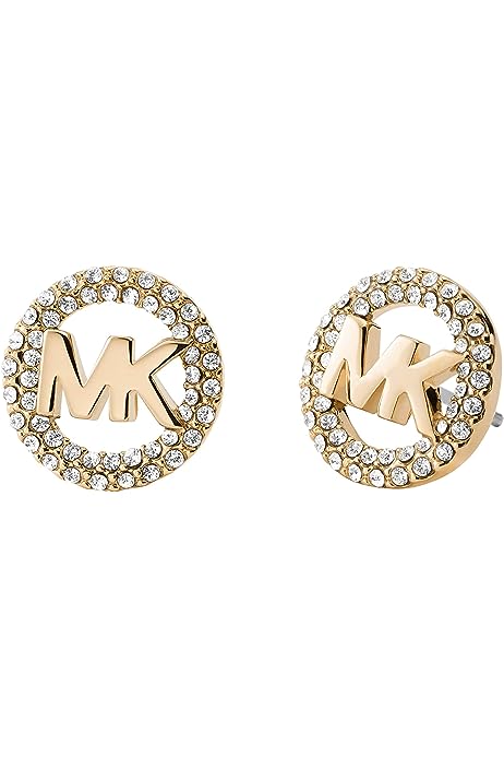 Women's MK Logo Gold-Tone Brass Stud Earrings (Model: MKJ7322710)