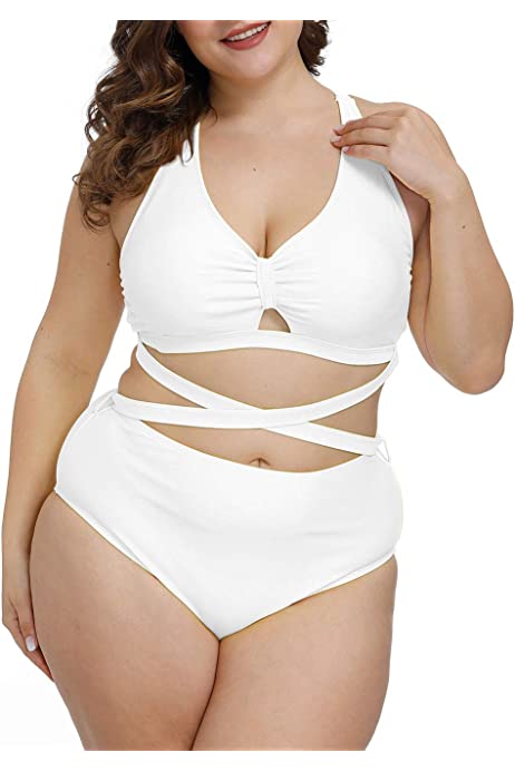 Women's Plus Size Swimwear 2 Piece High Waisted Swimsuit Bathing Suit