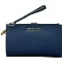 Michael Kors Jet Set Travel Double Zip Saffiano Leather Wristlet (Navy)