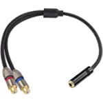 YABEDA Dual RCA Female to 3.5mm Female Mini Jack Stereo Y Splitter Cable,(Female RCA to 3.5mm Female)1/8 Female to 2RCA Female Audio Breakout Adapter - 3 feet /1 Meter