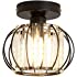 YYJLX Semi Flush Mount Ceiling Light Fixture Antique Small Crystal Chandelier Indoor Lighting for Bathroom Hallway Cafe Bar P