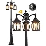 CMRCOZIRA Dusk to Dawn Vintage Outdoor Post Light 3-Headed Lamp Post IP65 Waterproof Street Lantern 3 Light Black Clear Glass Outdoor Lamp Post Lights E26 Base Outdoor Street Light for Yard Walkway