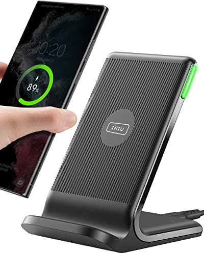 INIU Wireless Charger, 15W Qi-Certified Fast Wireless Charging Stand with Sleep-Friendly Adaptive Light Compatible with iPhone 14 13 12 Pro XR XS 8 Plus Samsung Galaxy S21 S20 Note 20 10 Google LG etc