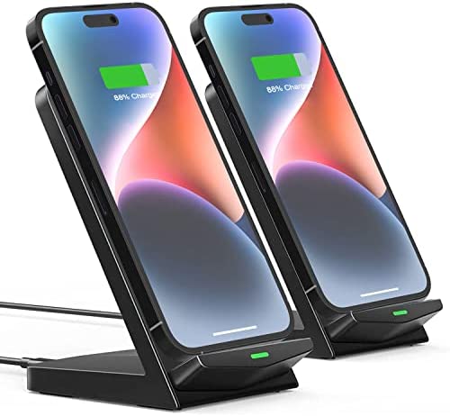 Wireless Charger [2 Pack], 15W Fast Wireless Charging Stand,Qi Wireless Charger Compatible with iPhone 14/13/12 /11Pro Max/XR/XS/X/8 Plus,Galaxy S21/S20/S10/S9/S8/Note 20/10,Google,LG