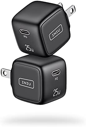 [2 Pack] USB C Charger, INIU 25W PD 3.0 Fast Charging Mini Wall Charger, Universal Power Adapter Plug for iPhone 13 12 11 Pro Max XR XS 8 Plus Samsung S21 S20 Note 20 iPad Airpods Google LG Tablet etc