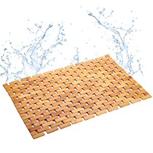 Bamboo Bath Mat Natural Non Slip Shower Bamboo Floor Rug for Luxury Shower Spa Sauna Indoor Outdoor