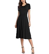 Urban CoCo Women''s Short Sleeve Waisted Slim Fit Midi Dress