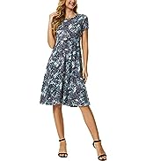 Urban CoCo Women''s Short Sleeve Waisted Slim Fit Midi Dress