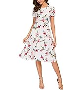 Urban CoCo Women''s Floral Print Short Sleeve Flared Midi Dress