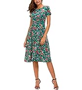 Urban CoCo Women''s Floral Print Short Sleeve Flared Midi Dress