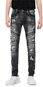 Slim Fashion Men&amp;amp;amp;amp;amp;#39;s Ripped Straight Holes Hip Hop Biker Stretchy Jeans