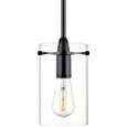 Linea di Liara Effimero Modern Matte Black Pendant Light Fixtures Over Kitchen Island Sink Lighting Ceiling Hanging Farmhouse Mini Metal Industrial Pendant Lighting Medium Clear Glass Shade