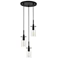 Linea Modern Cluster Pendant Lights Stairwell Lighting Chandelier Effimero 3 Pendant Light Fixture Black Glass Pendant Lighting for Kitchen Island Hanging Pendant Light Fixtures, Clear Glass