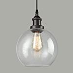 DAYCENT Industrial Vintage Bubble Glass Pendant Light Metal ORB Hanging Lighting