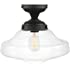 Globe Electric 65849 Lucerne 1-Light Semi-Flush Mount Ceiling Light, Dark Bronze, Clear Glass Shade, 11.13"