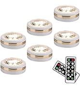 LEASTYLE Wireless LED Puck Lights with Remote Control 6 Pack, LED Under Cabinet Lighting,Puck Lig...