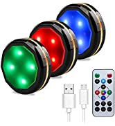 LED Under Cabinet Lighting, LEASTYLE Rechargeable Wireless Puck Lights Closet Light with Remote, ...