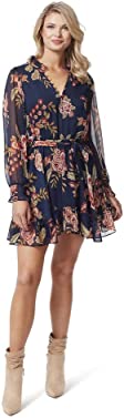 Jessica Simpson Women's Zephyr Belted Long Sleeve Mini Dress