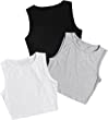 SheIn Women's 3 Piece Ribbed Knit Crop Tank Top Round Neck Sleeveless Racerback Cami Crop Tops