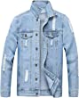 Heihuohua Men's Button-Down Denim Jacket Classic Trucker Jean Jacket