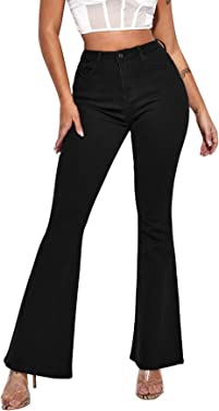 Floerns Women's High Waisted Flare Leg Stretch Denim Bell Bottom Jeans