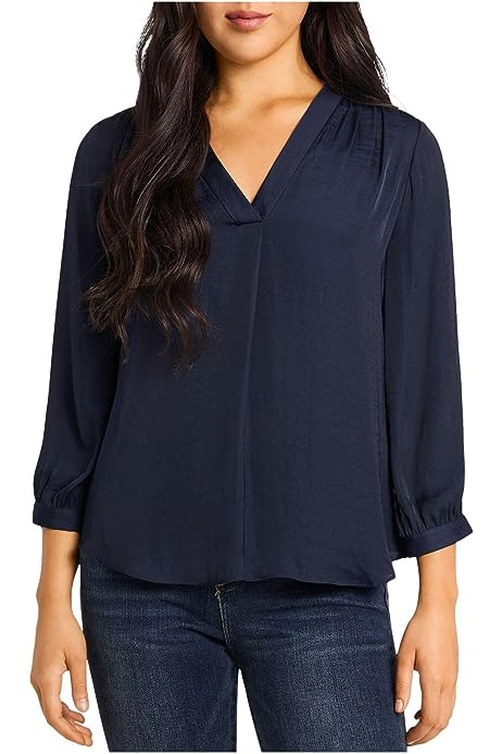 3/4 Sleeve V-Neck Rumple Blouse