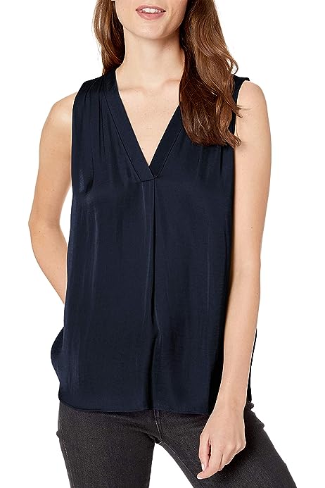 Women's Sleeveless V-Neck Rumple Blouse