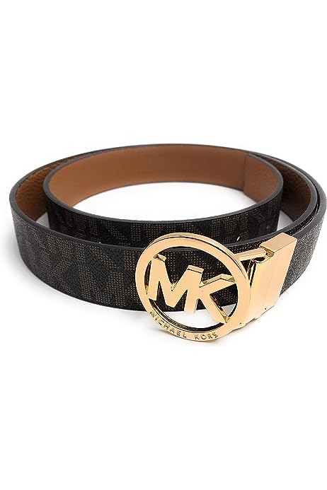 Mk Signature Monogram Belt and Buckle Reversible, Chocolate, Medium