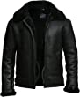 Men RAF Aviator Flight Pilot B3 Bomber Real Shearling Fur Black Sheepskin Real Leather Jacket