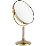 DOWRY Makeup Mirror 10x Magnification Vanity Mirror Tabletop Two-Sided Swivel Gold Finish