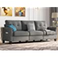 Belffin Modern Sofa Couch for Living Room Sofa Couch 3 Seater Fabric Grey