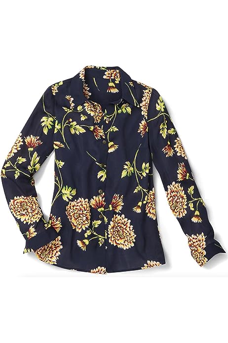 Daisy Blouse Button Down Top Floral Style 3250 Navy Yellow