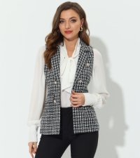 Sleeveless Tweed Blazer