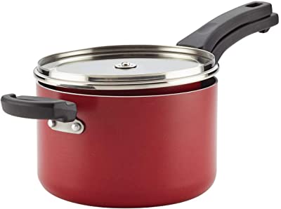 Farberware 20505 Neat Nest Space Saving Aluminum Nonstick Saucepan Set - Red44; 4 Piece