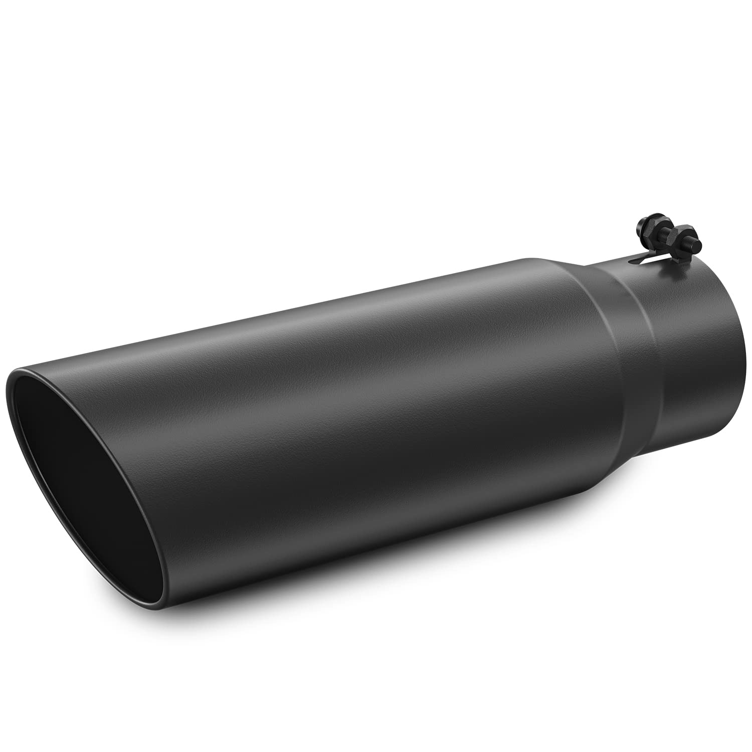 IFOKA 3 Inch Inlet Exhaust Tip, 3" Inlet 4" Outlet 12" Long Black Exhaust Tips Stainless Steel Black Powder Coated Finish Universal Fit All 3 Inch Outside Diameter Car Trucks Tailpipe