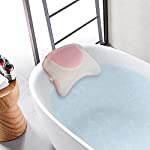 Bathtub Pillow, Non Slip with 4 Suction Cups, Breathable Soft, Comfortable Head Neck Support, Machine Washable(Pink)