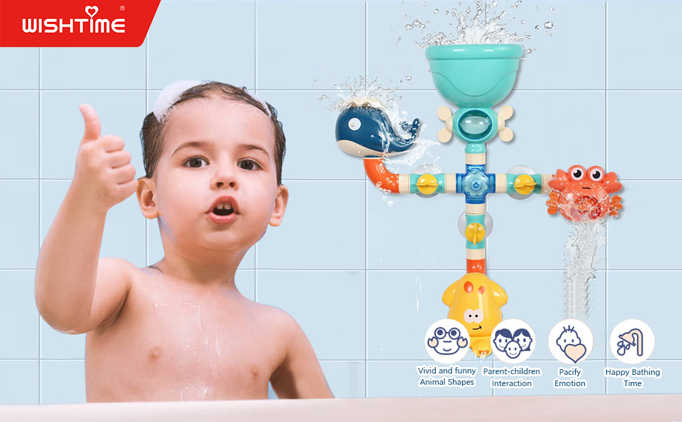 WISHTIME Baby Bath Pipes Toys Set for Kids Ages 3+