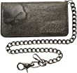 Harley-Davidson Men's Burnished Bi-Fold Skull Biker Chain Wallet BM2616L-TanBlk