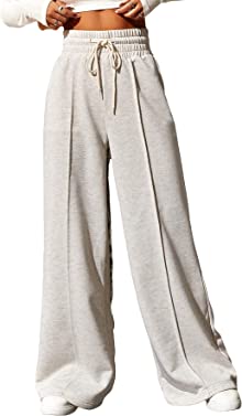 SOLY HUX Women's Drawstring High Waisted Wide Leg Long Pants Casual Sweatpants