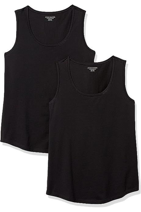 Women's Classic-Fit 100% Cotton Sleeveless Tank Top, Pack of 2